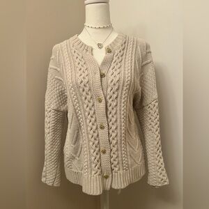 Women's Cream Cable Knit Sweater